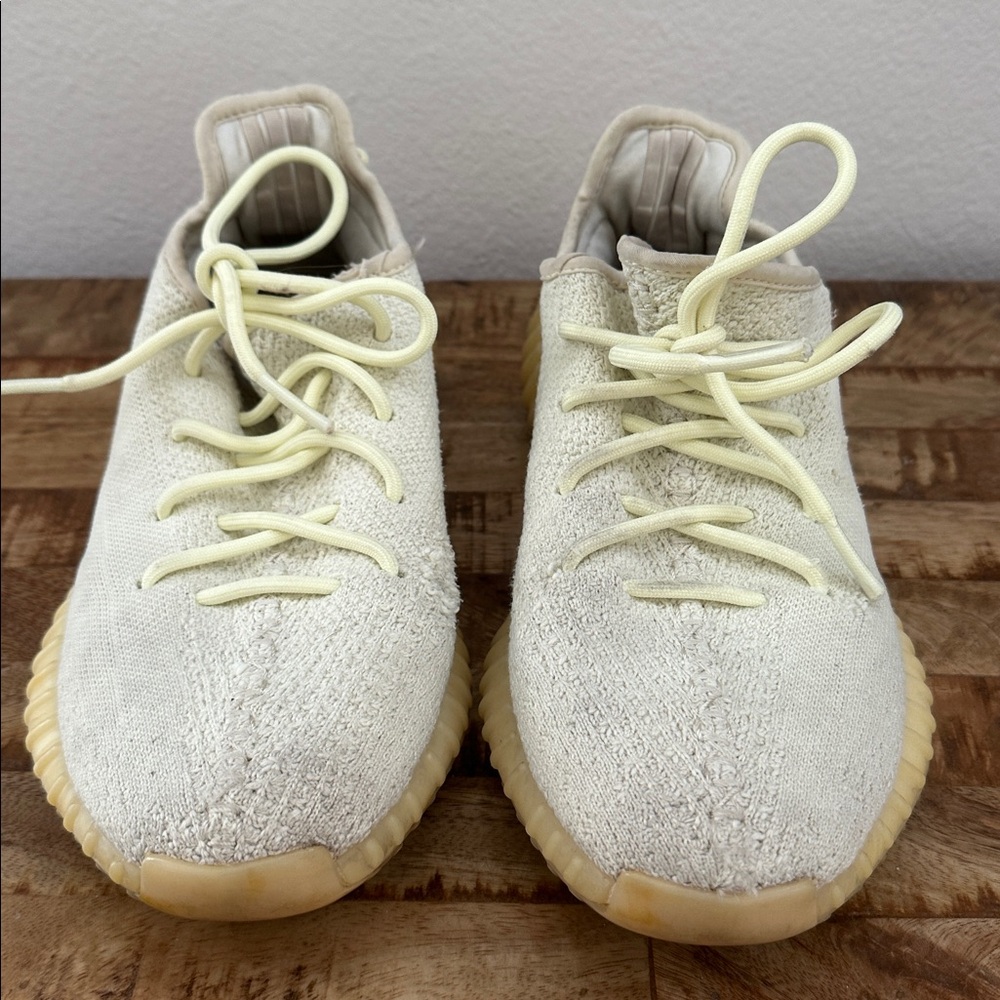 Yeezy Boost 350 Butter Light Yellow Knit Lace-Up Sneakers